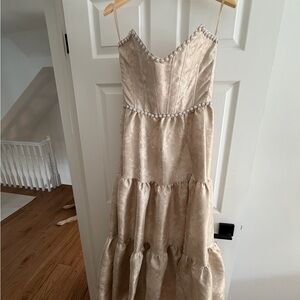V. Chapman The Avery Dress in Taupe Duchess